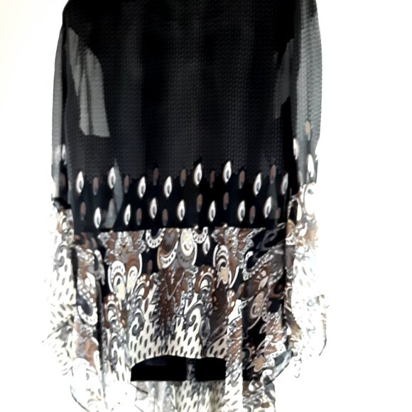 Plus Size 1x Umgee Black and Brown Sheer Vest with Elegant Design - Picture 4 of 12